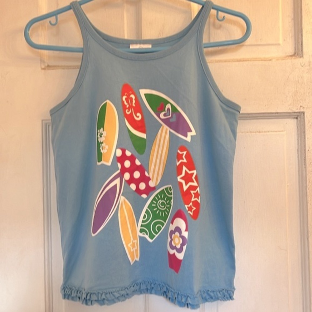 Hanna Andersson girls blue surfboard tank top in size 160 cm (14-16)
